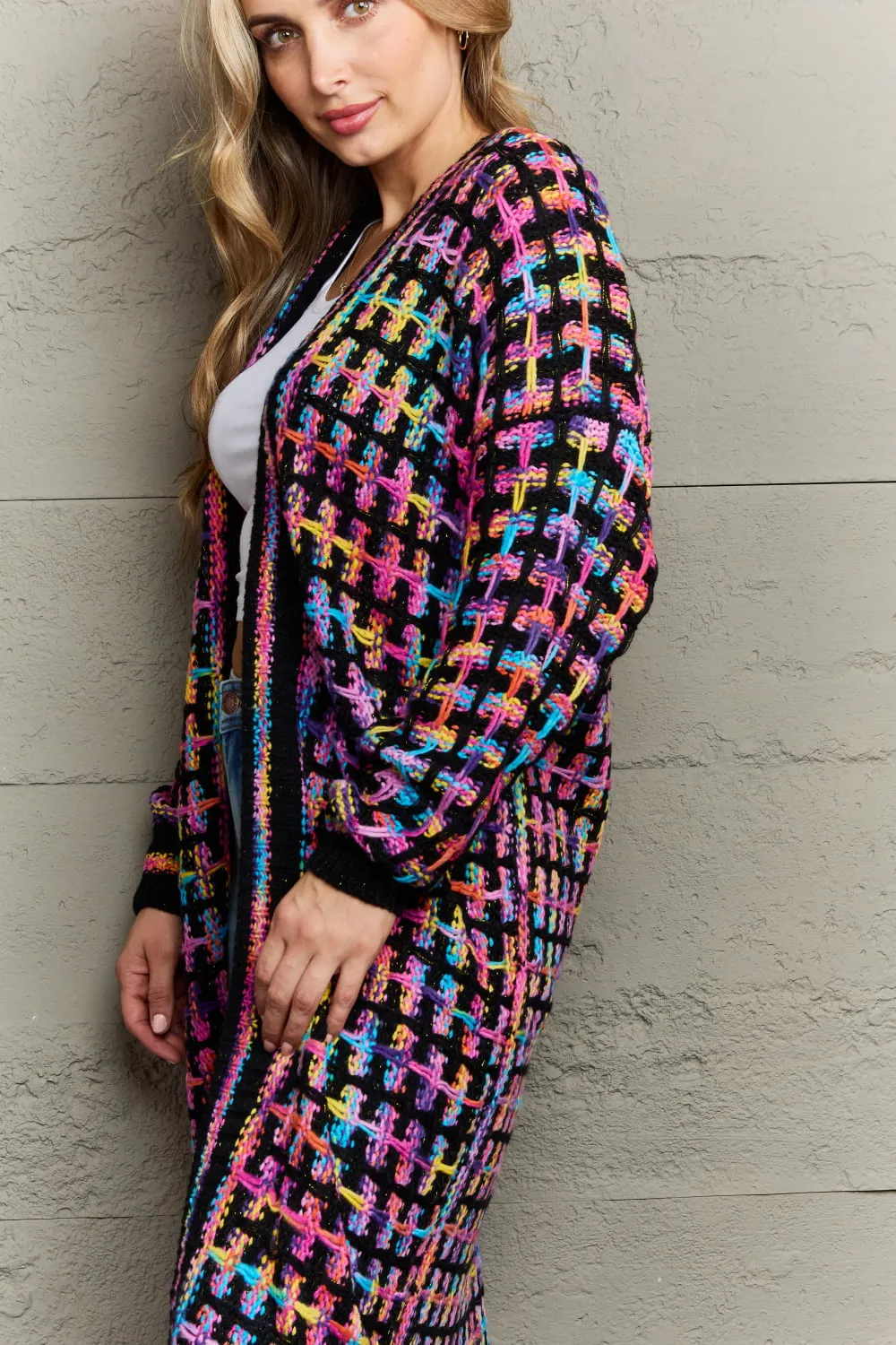 🌈 Angel Wings Full Size Multicolored Open Front Fringe Hem Cardigan 🌈