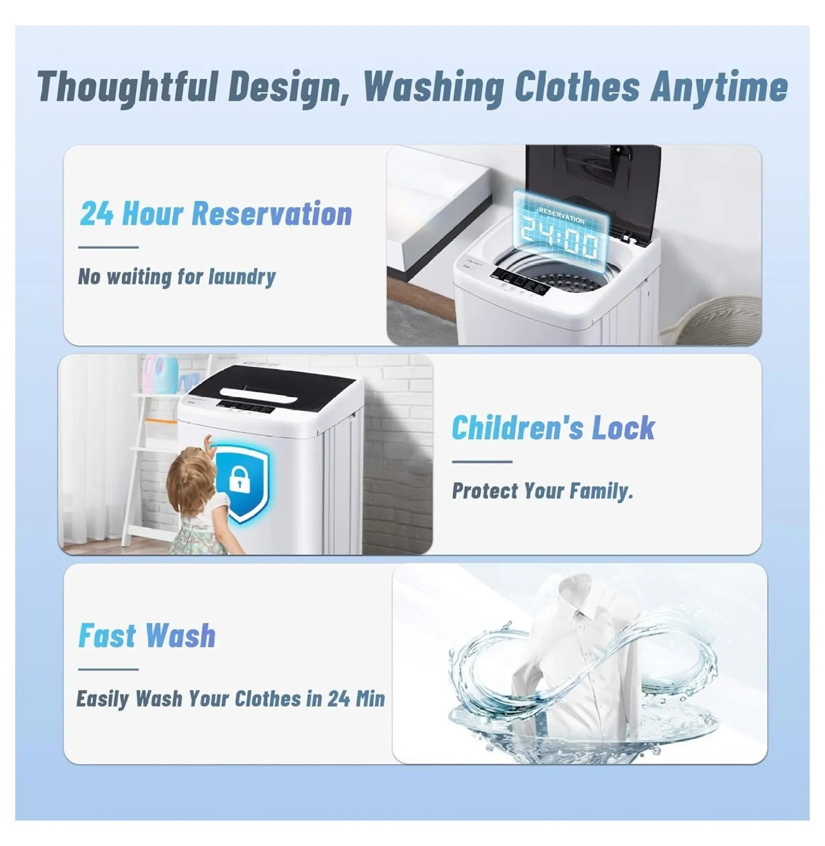 1.04 Cu.Ft Full Automatic Washer and Dryer Combo with Drain Pump, Portable Washing Machine, 10 Wash Program,LED Display,Compact Laundry Washer Spinner for Apartment RV Dorm