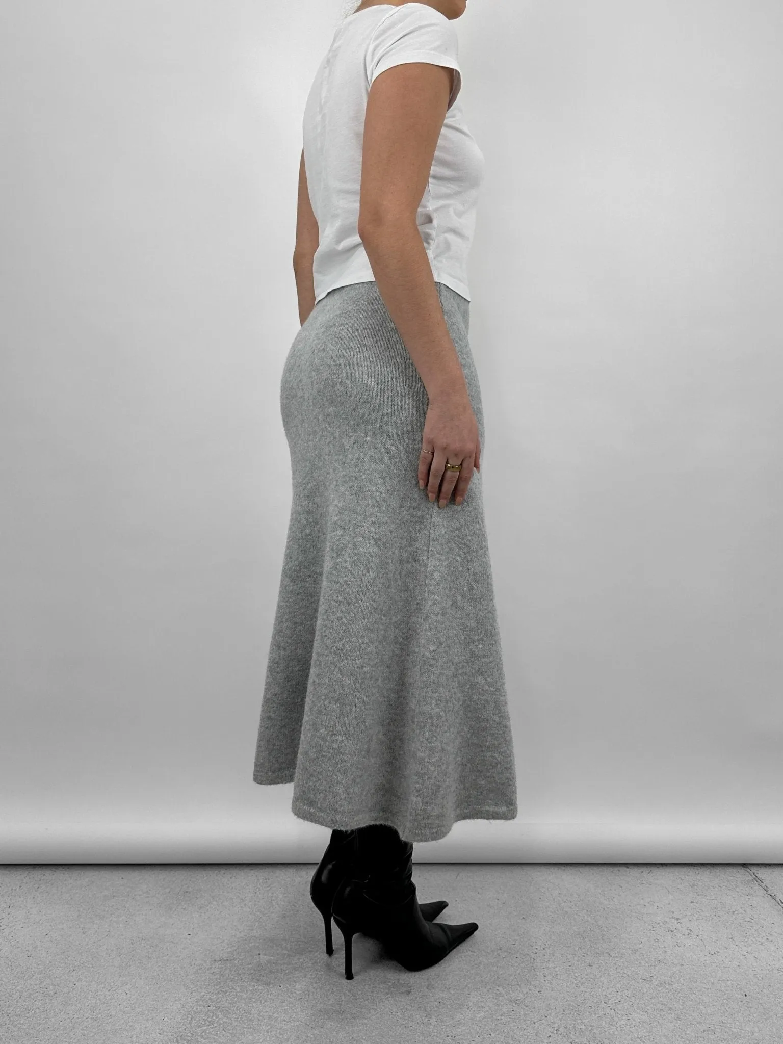 A-Line Knit Midi Skirt