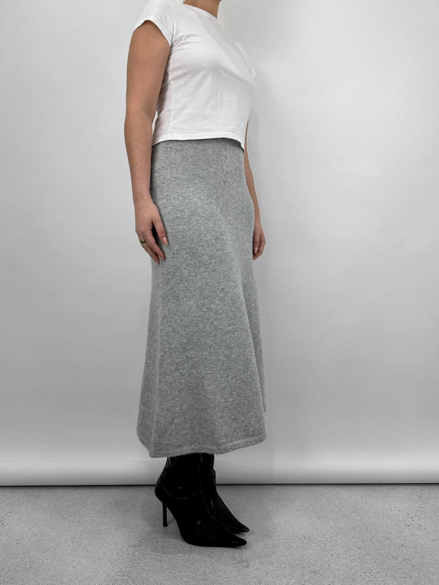 A-Line Knit Midi Skirt