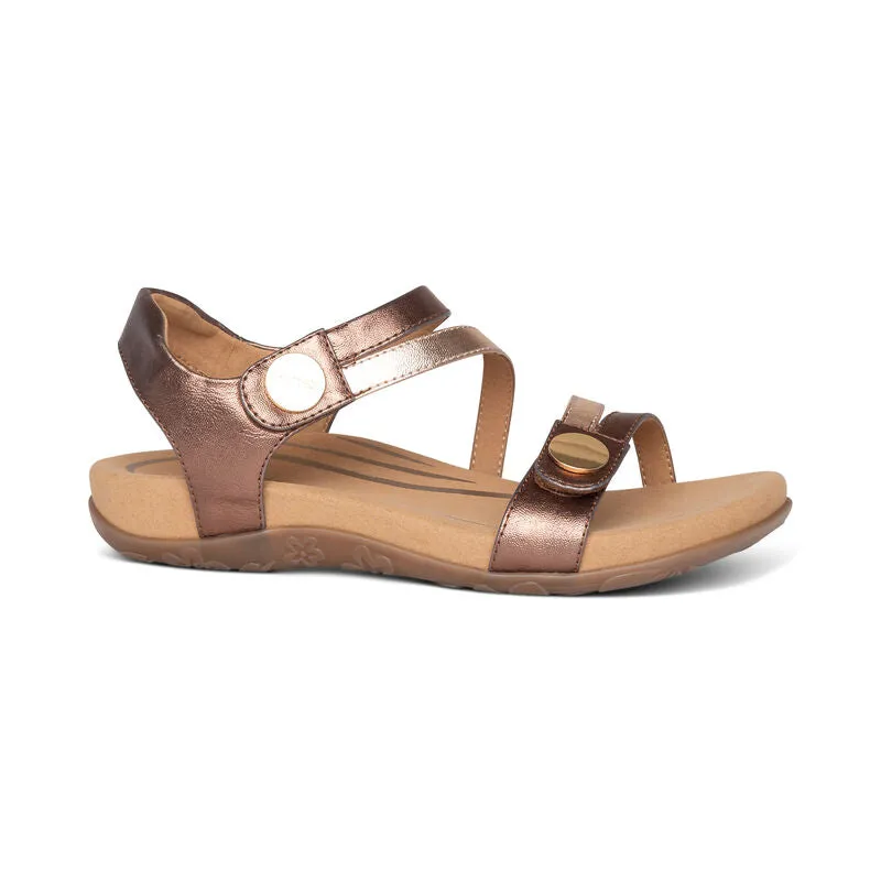 Aetrex Women's Jess Adjustable Quarter Strap Sandal - Bronze SE214