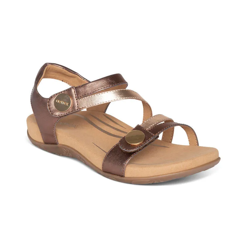 Aetrex Women's Jess Adjustable Quarter Strap Sandal - Bronze SE214