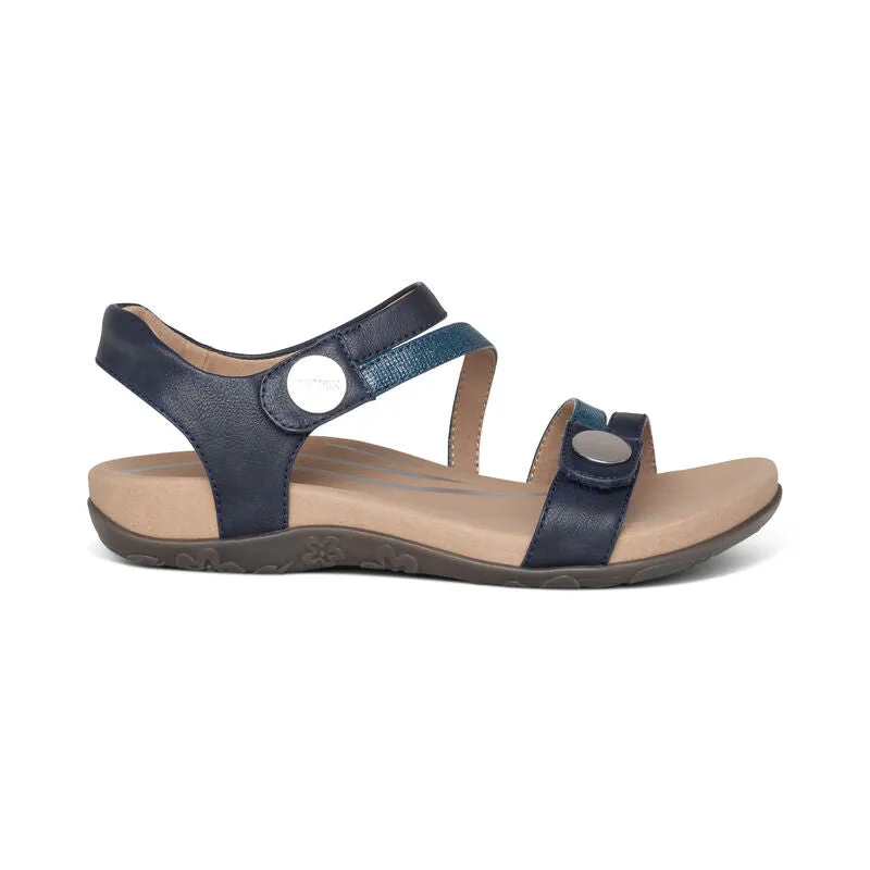 Aetrex Women's Jess Adjustable Quarter Strap Sandal - Navy SE215