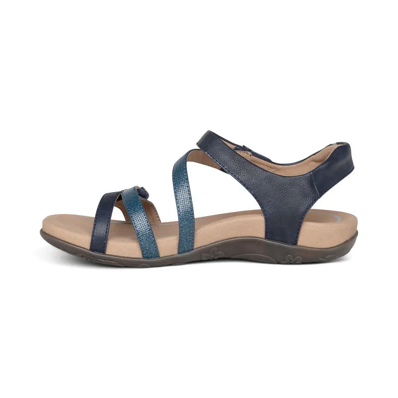 Aetrex Women's Jess Adjustable Quarter Strap Sandal - Navy SE215