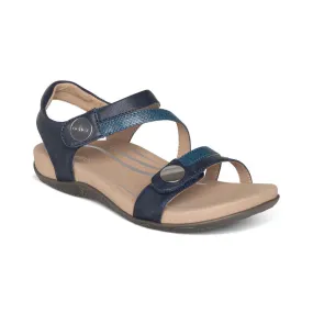 Aetrex Women's Jess Adjustable Quarter Strap Sandal - Navy SE215