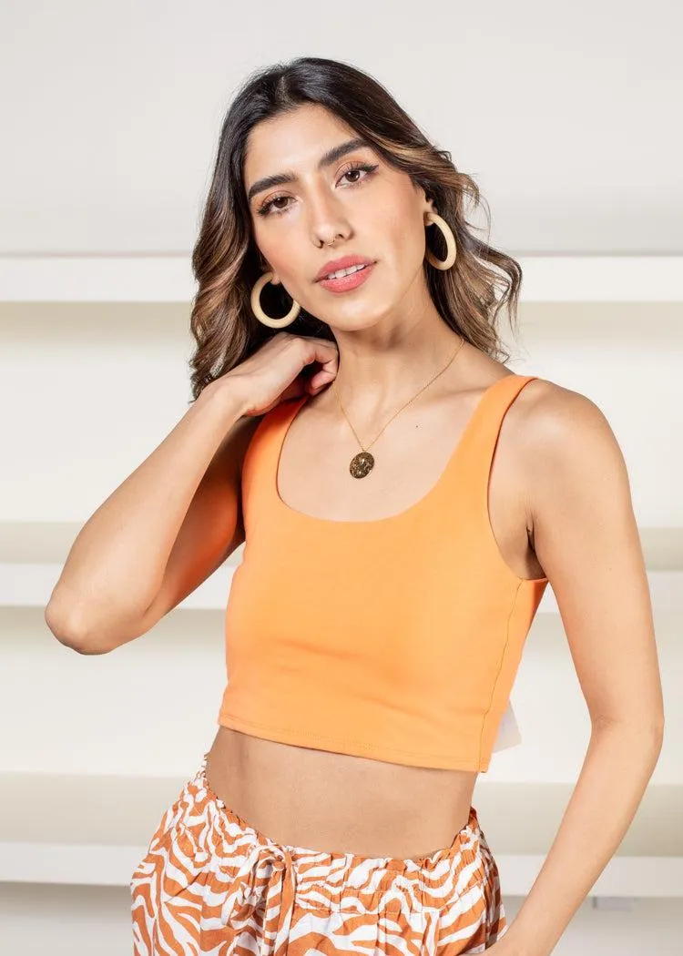 Alba Essential Knit Crop Tank Top - Tangerine-***FINAL SALE***