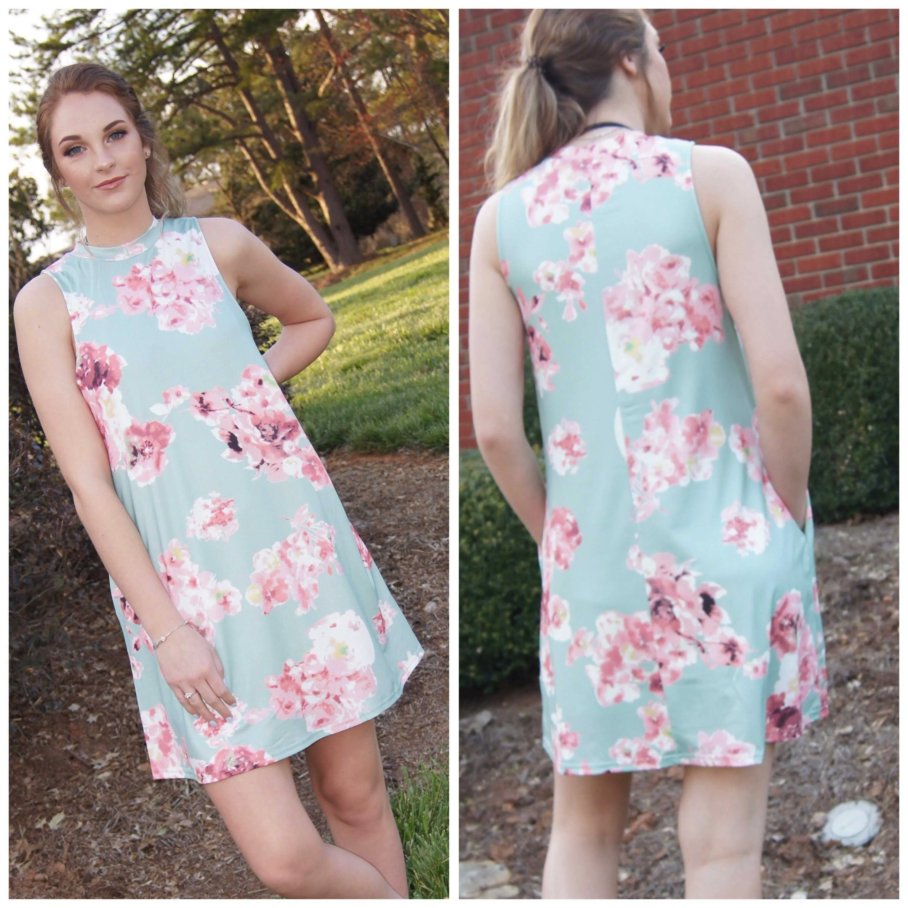 All In My Dreams Floral Dress/ Mint