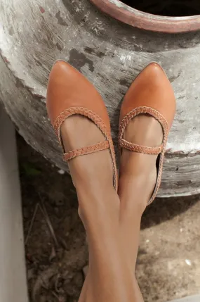 Amara Ballet Flats in Dark Tan