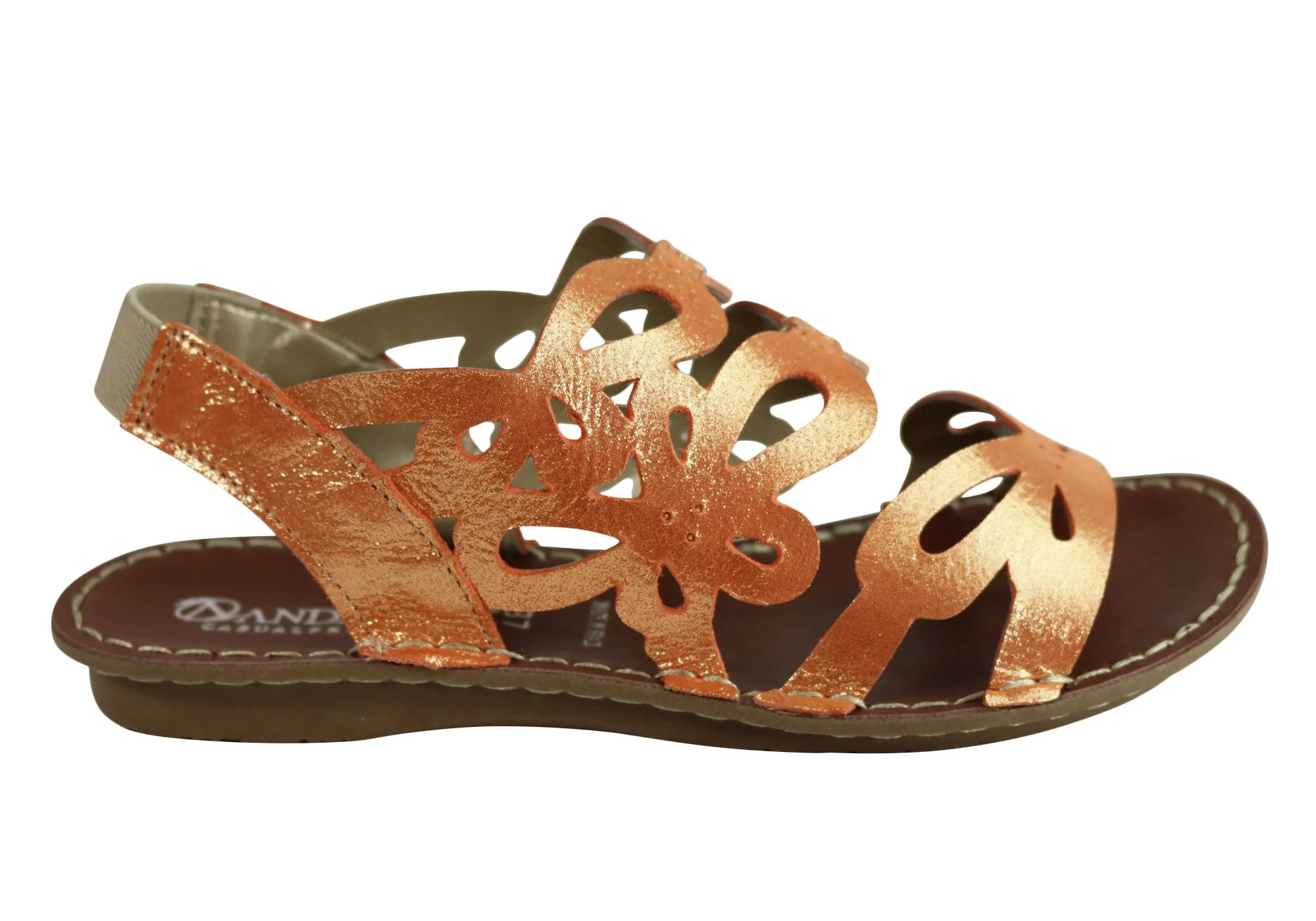 Andacco Desiree Womens Comfortable Flat Leather Sandals Made In Brazil