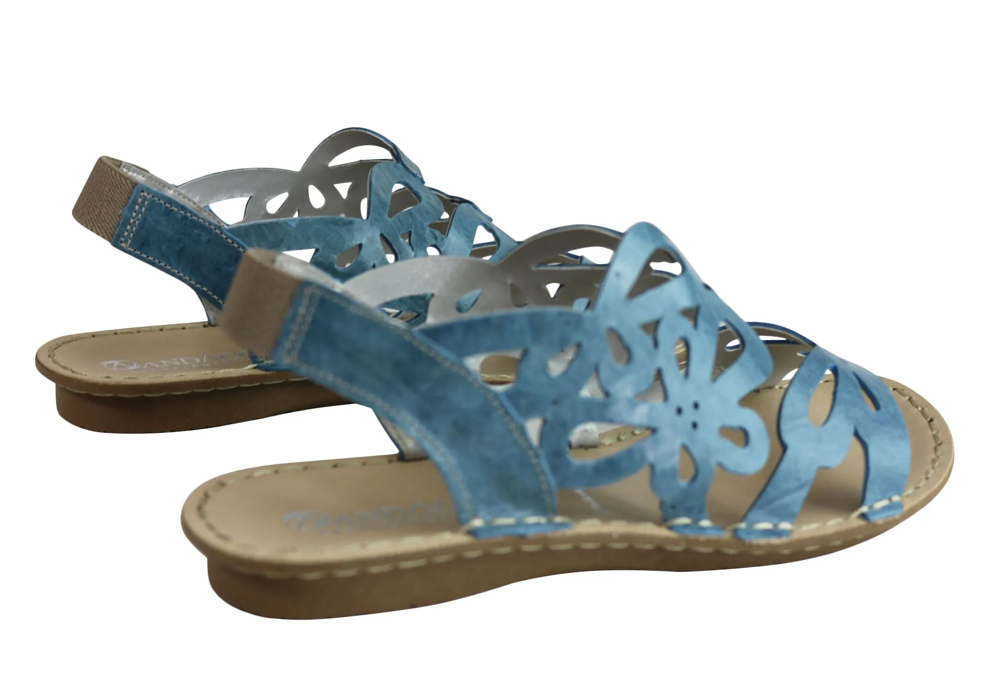 Andacco Desiree Womens Comfortable Flat Leather Sandals Made In Brazil