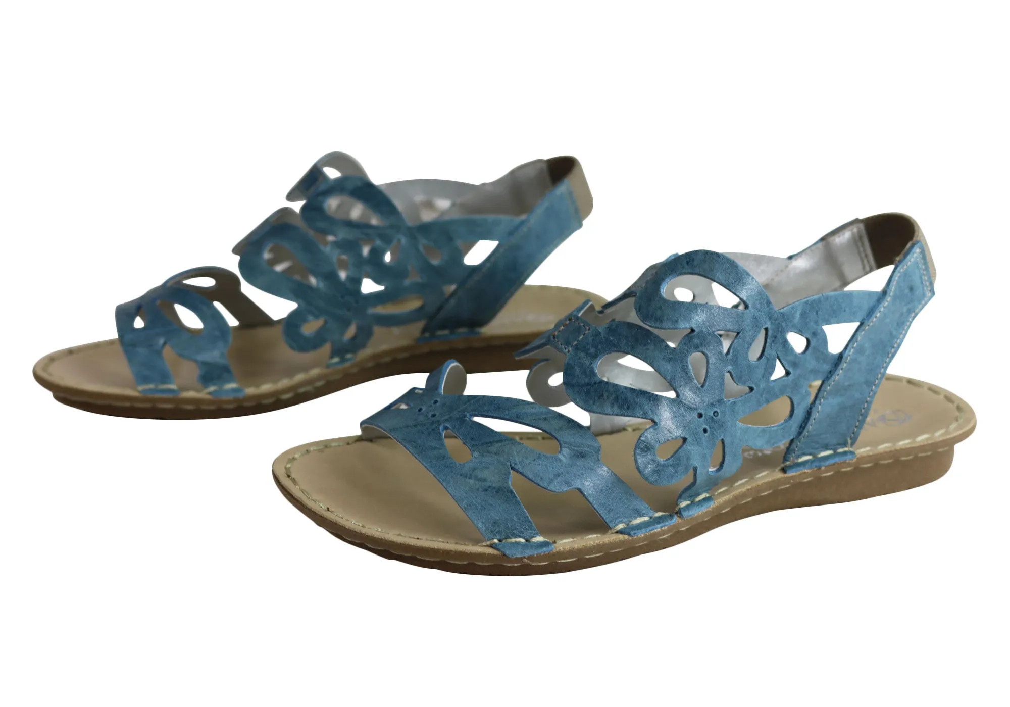 Andacco Desiree Womens Comfortable Flat Leather Sandals Made In Brazil