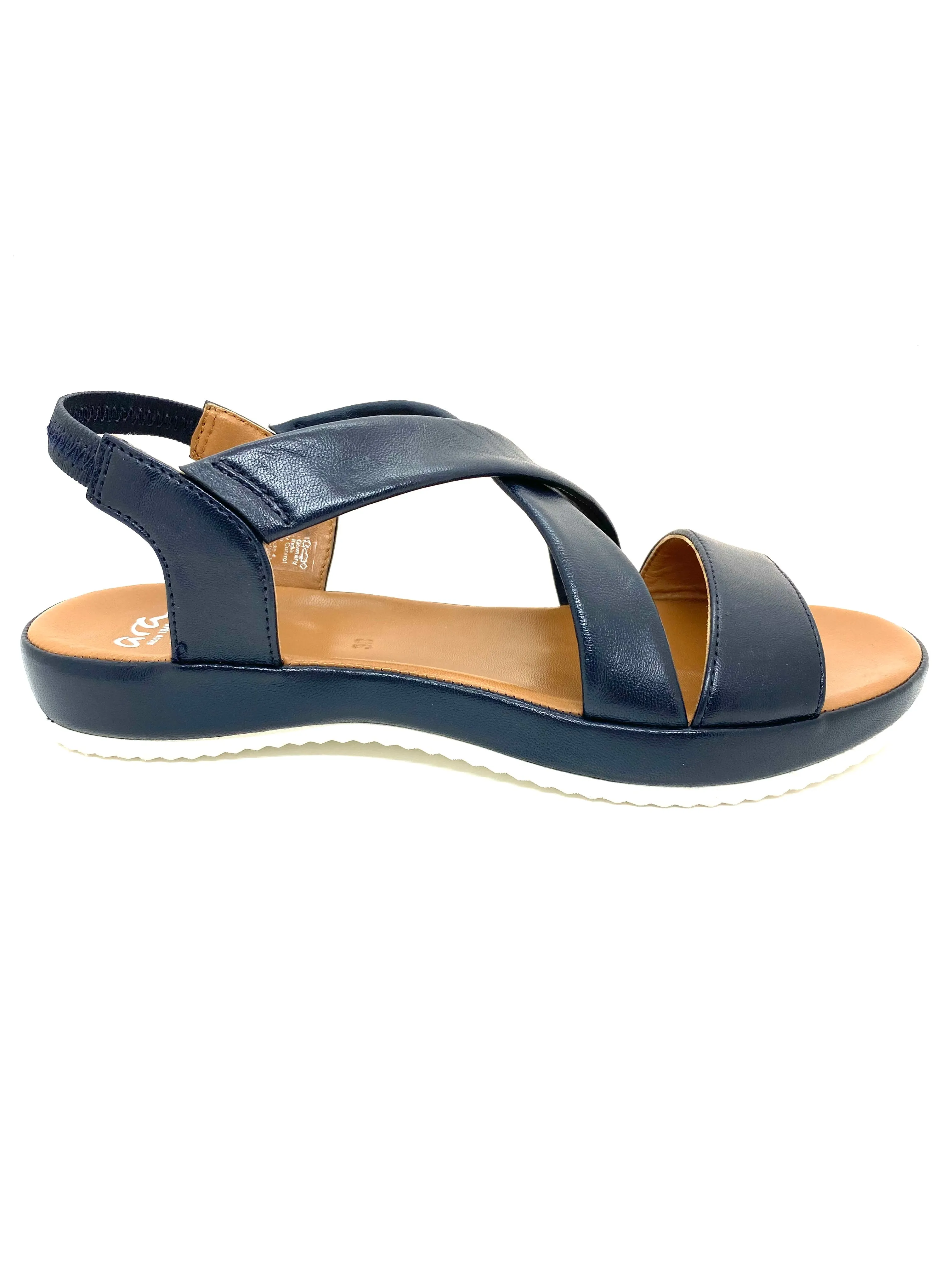 Ara Dubai Ladies Cross Strap Foot-bed Sandal Navy