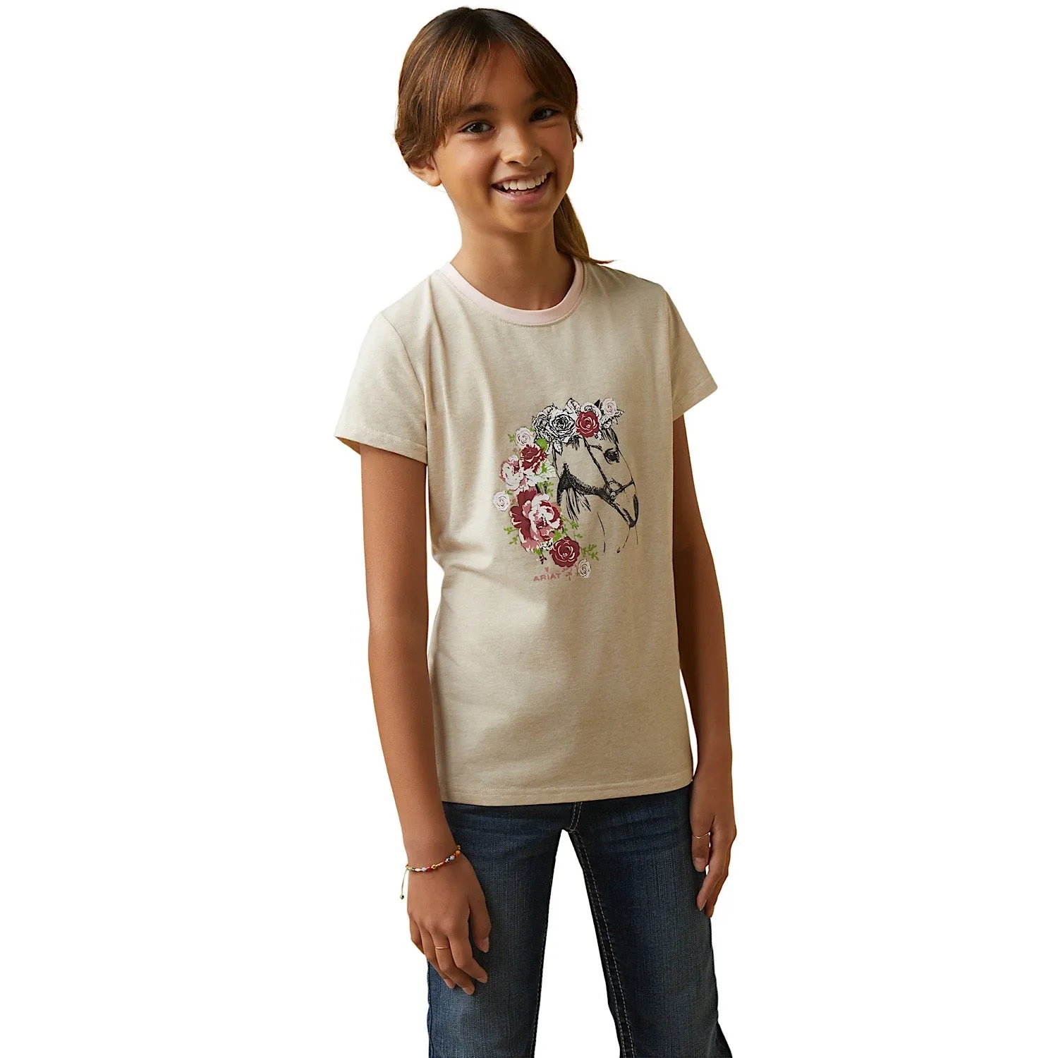 Ariat Youth Flora SS T-Shirt Oatmeal Heather