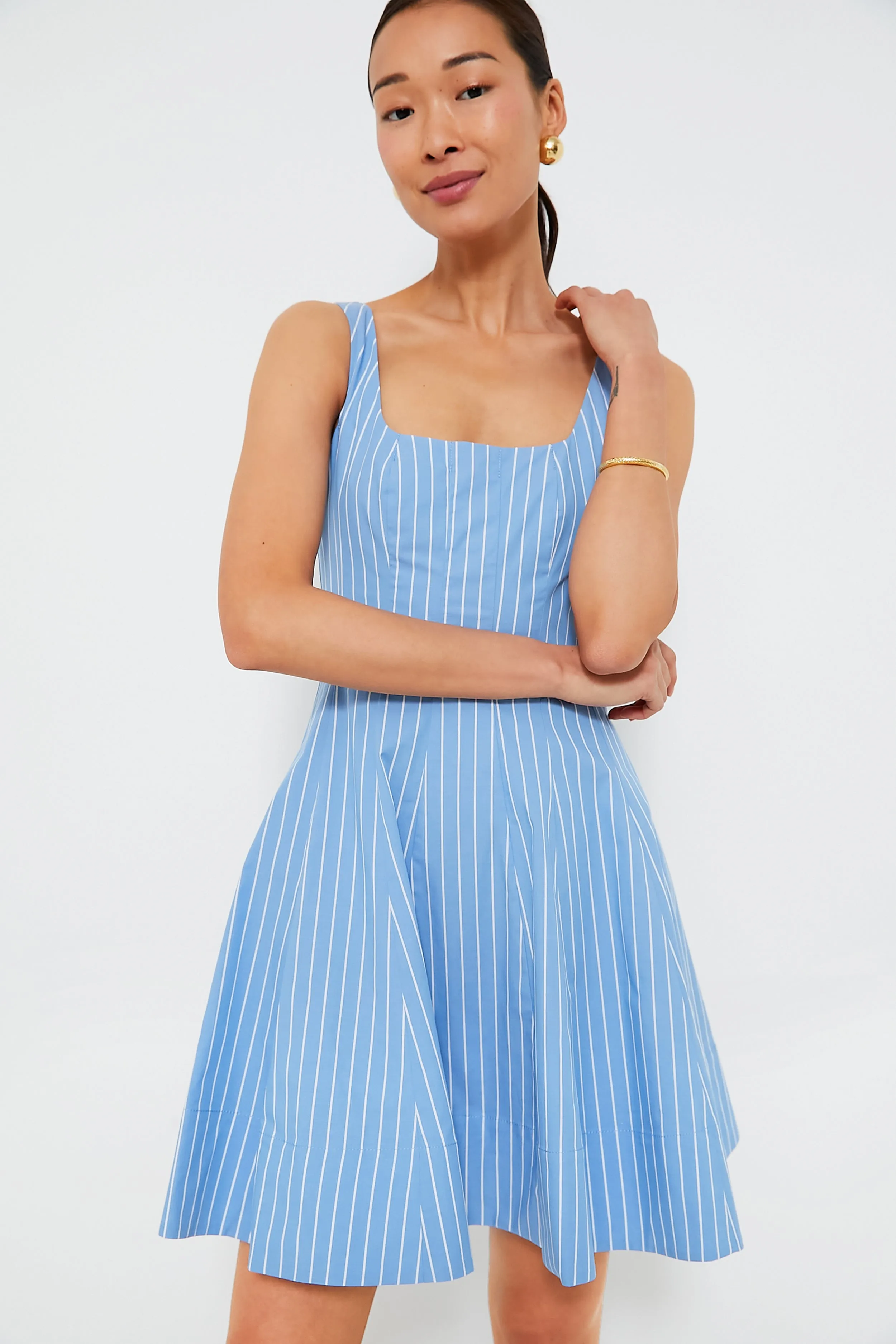 Azure Pinstripe Mini Wells Dress