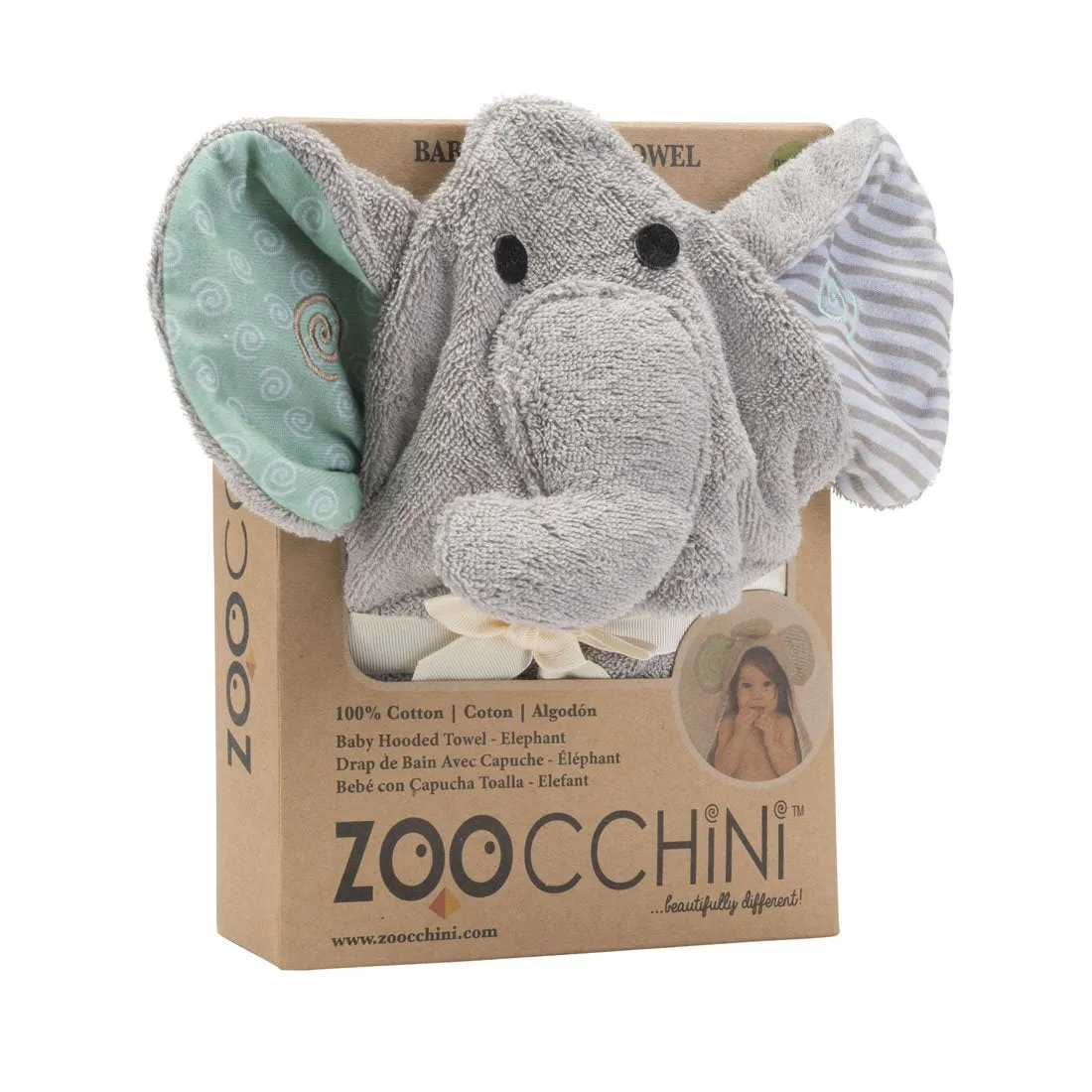 Baby Plush Terry Hooded Bath Towel - Elle the Elephant