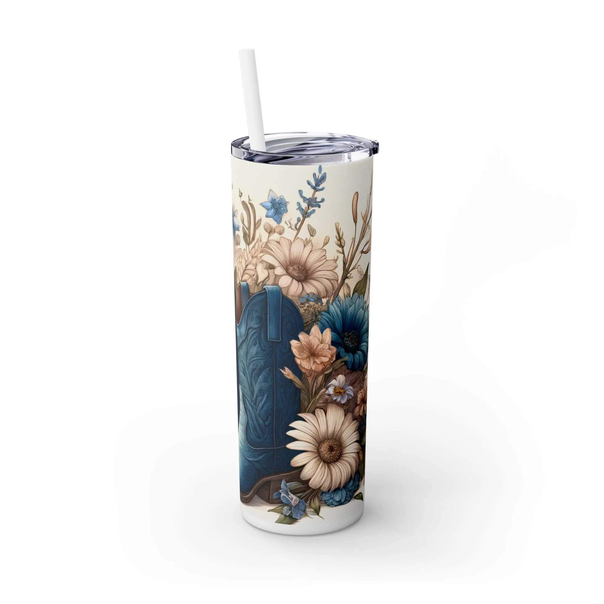 Blue Boots & Blooms 20 oz Tumbler; Country Tumbler