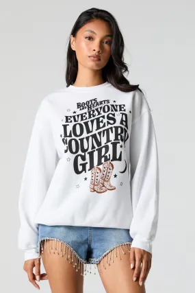 Boots and Hearts Country Girl Graphic Fleece Sweatshirt