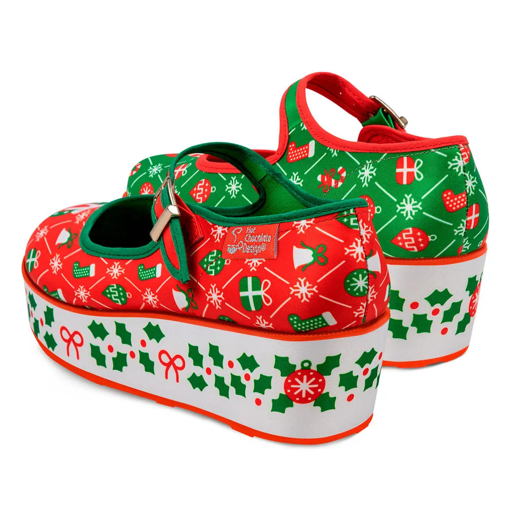 Chocolaticas® Cozy Christmas Women's Mary Jane Platform