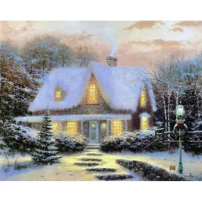 Cozy Snow House | Scenic Diamond Painting Kit | Full Round/Square Drill 5D Rhinestone Embroidery | Winter Scenery Painting