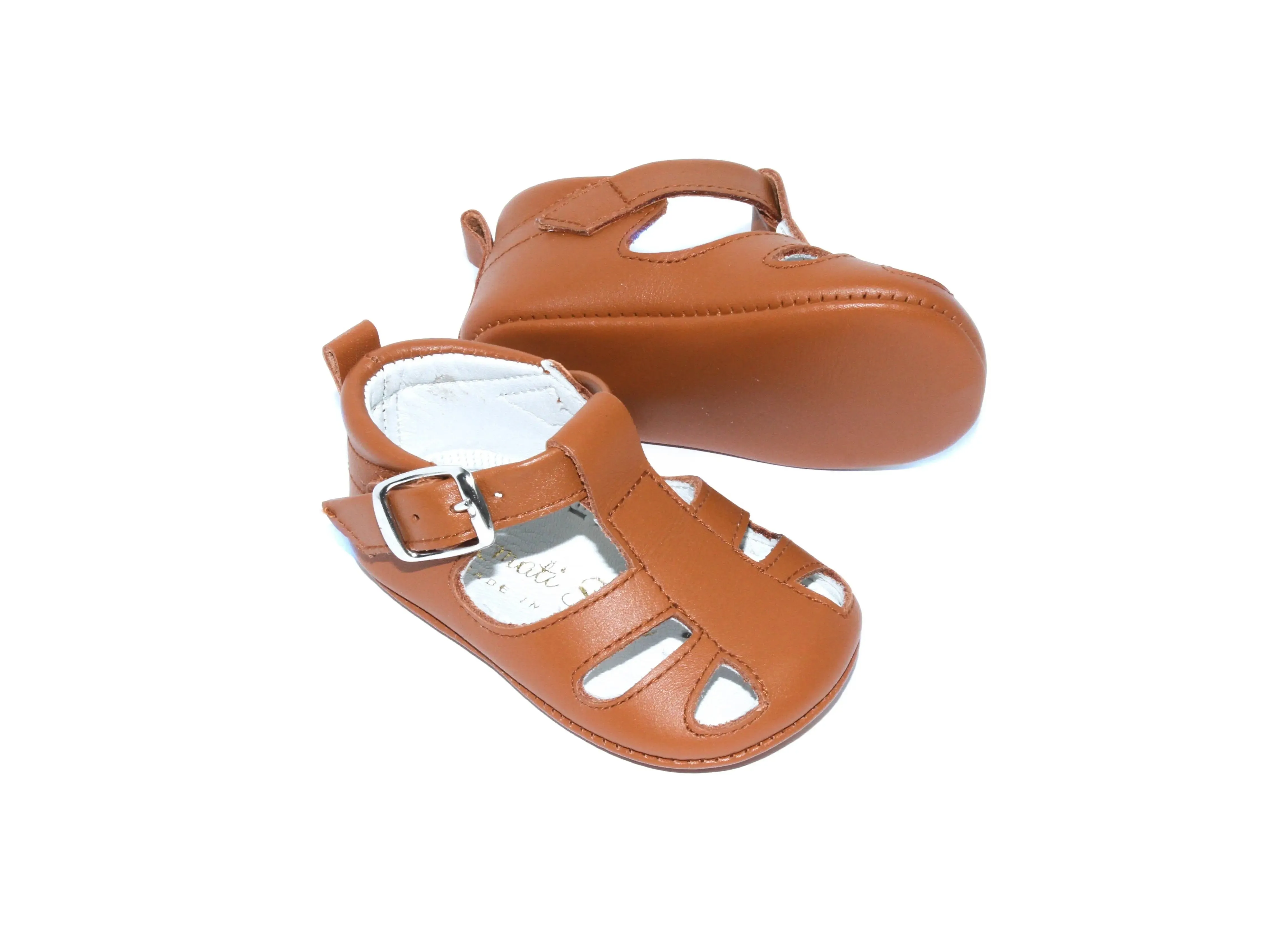 Cruz - Cognac Leather Baby Sandals