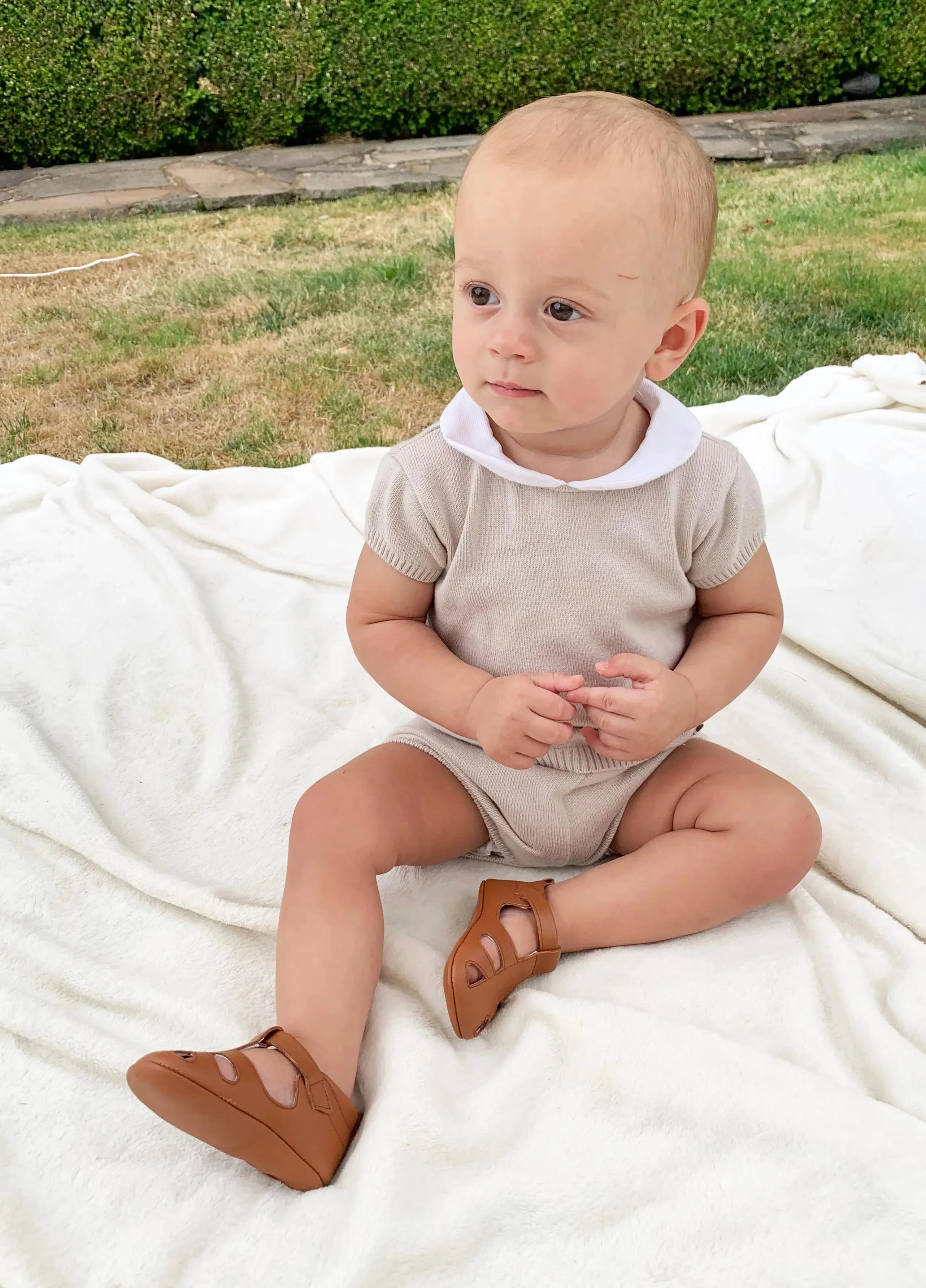 Cruz - Cognac Leather Baby Sandals