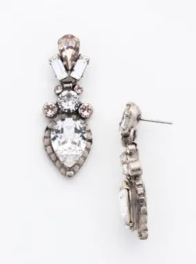 Curb Chain Accented Pear Crystal Dangle Earrings