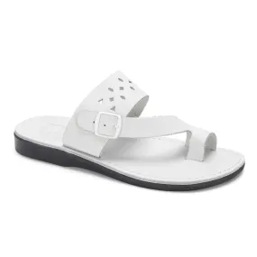 Ezra - Leather Cut Out Sandal | White