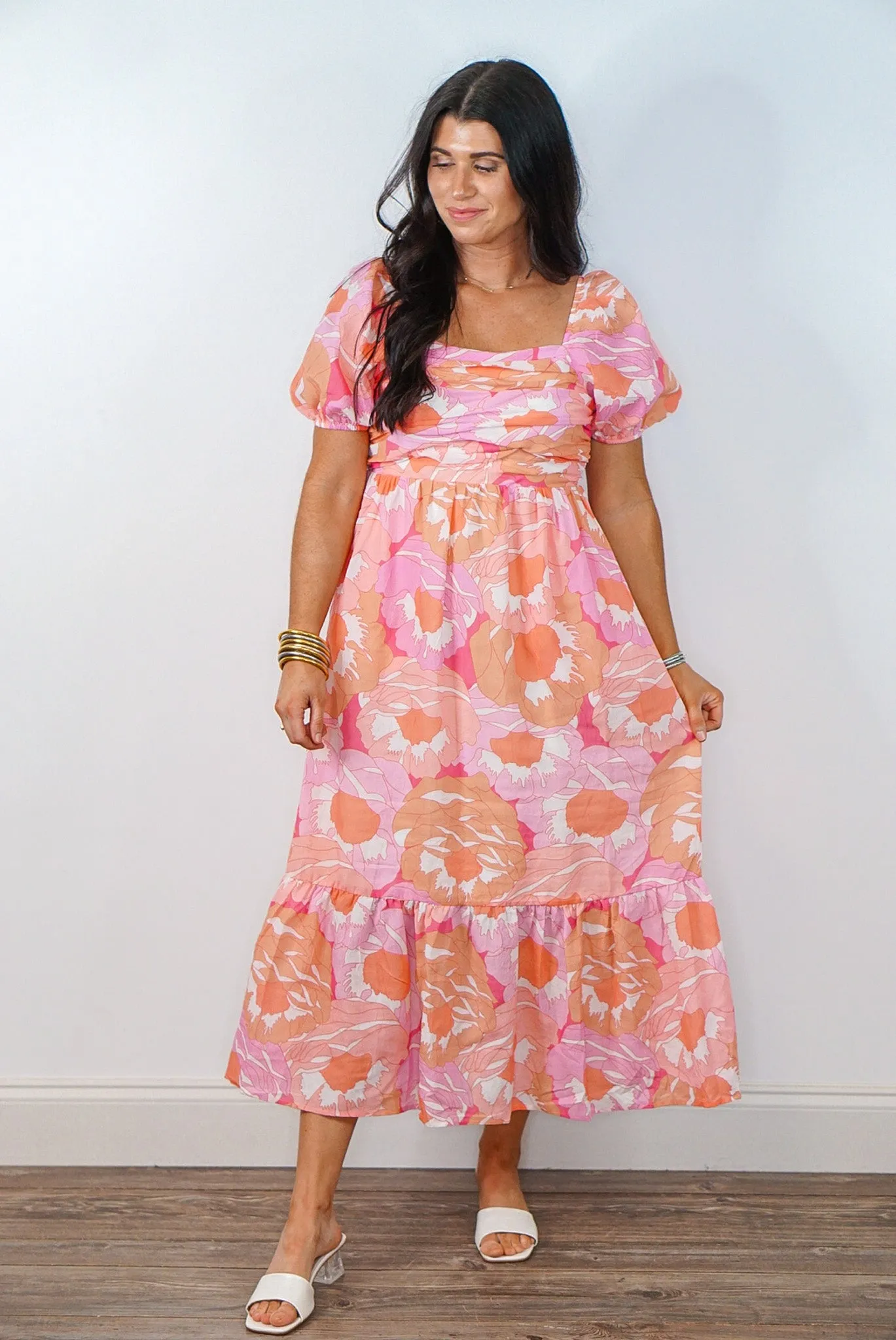 Floral Perfection Pink Midi Dress