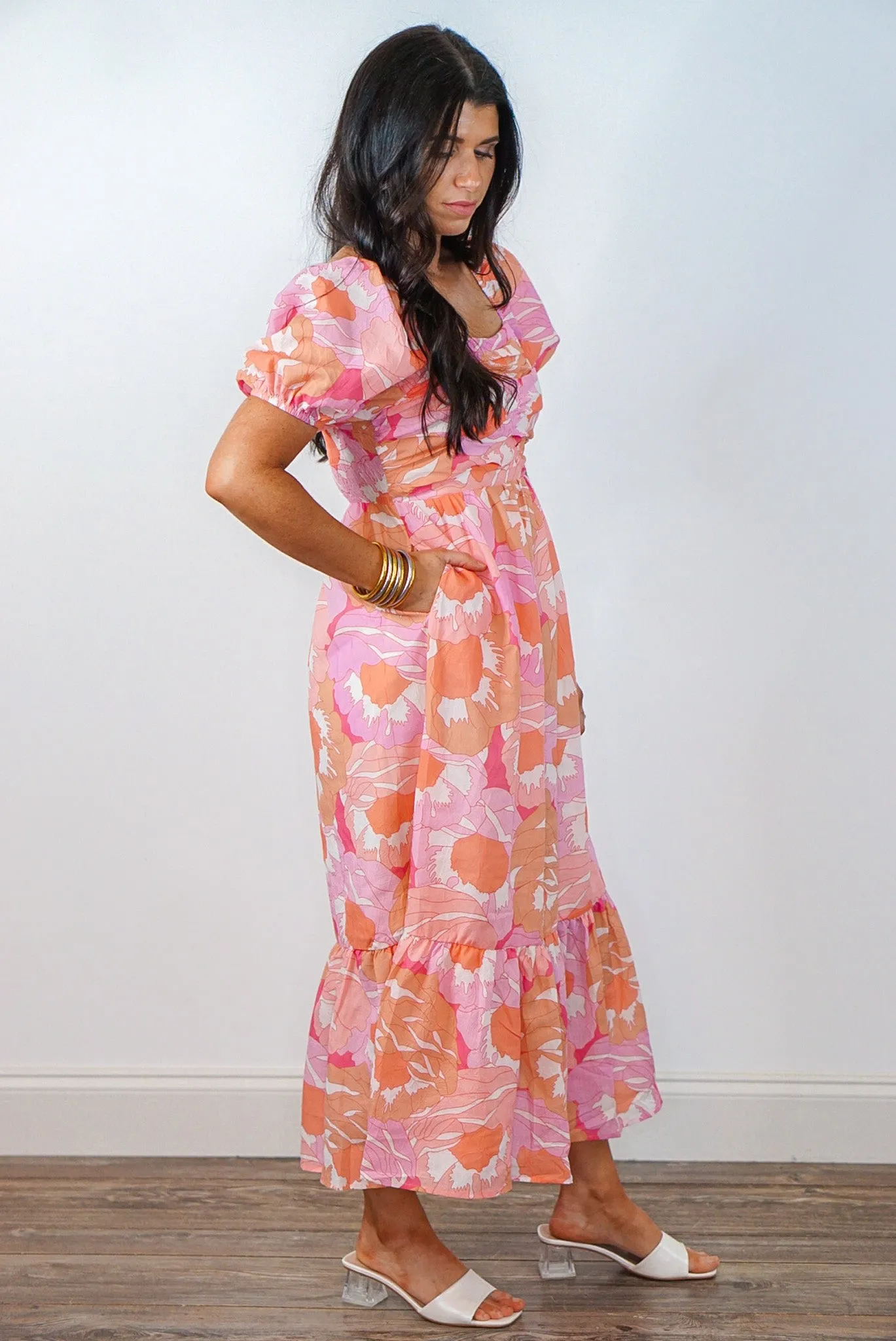 Floral Perfection Pink Midi Dress