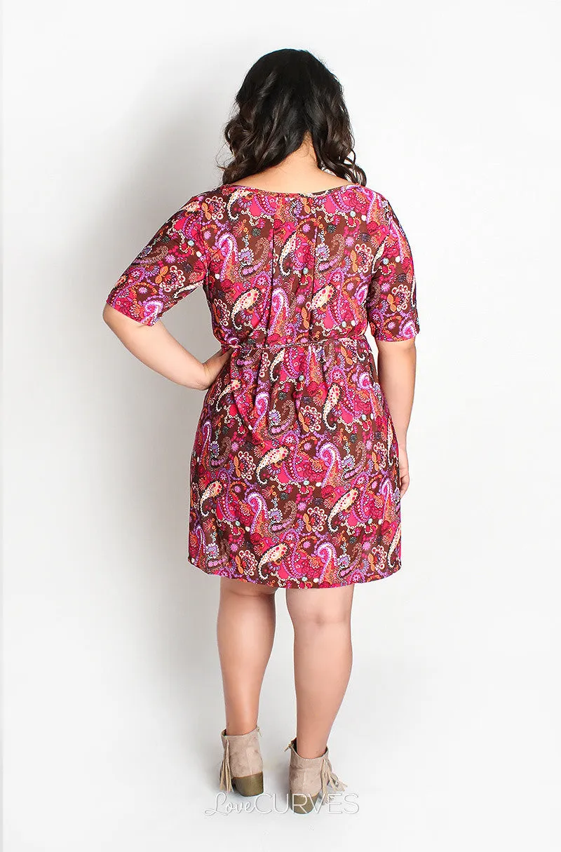 Front Pleat Dress with Side Pockets and Belt - JES