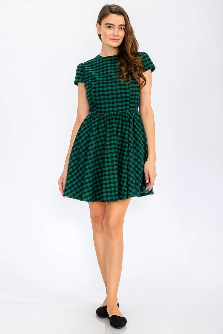 Green Buffalo Plaid Mini Dress