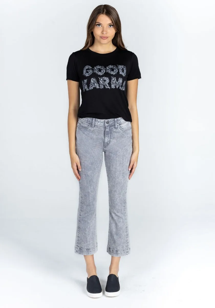 HIGH RISE CROPPED JEANS | WASHED GREY