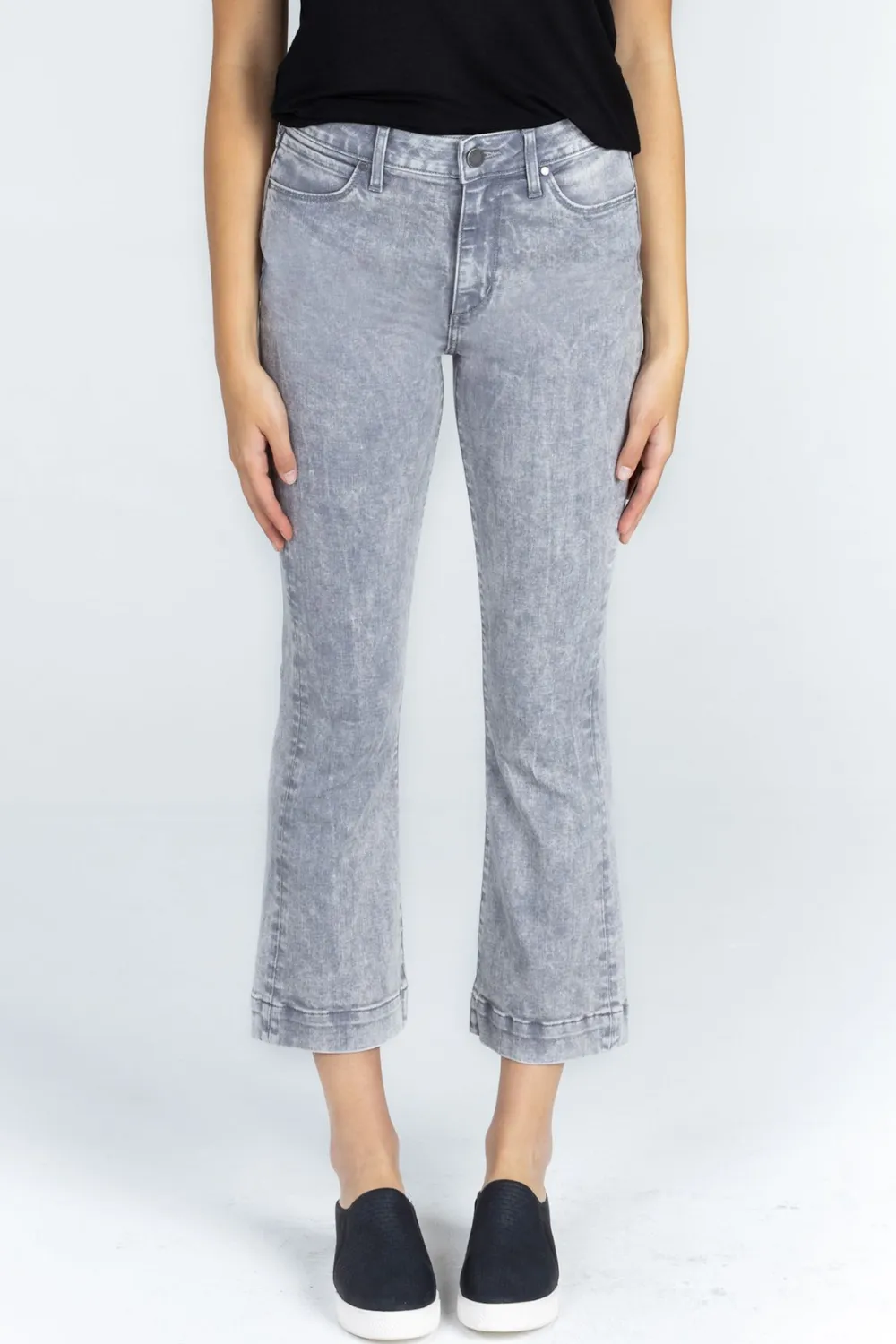 HIGH RISE CROPPED JEANS | WASHED GREY