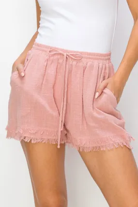 Joey Drawstring Frayed Shorts