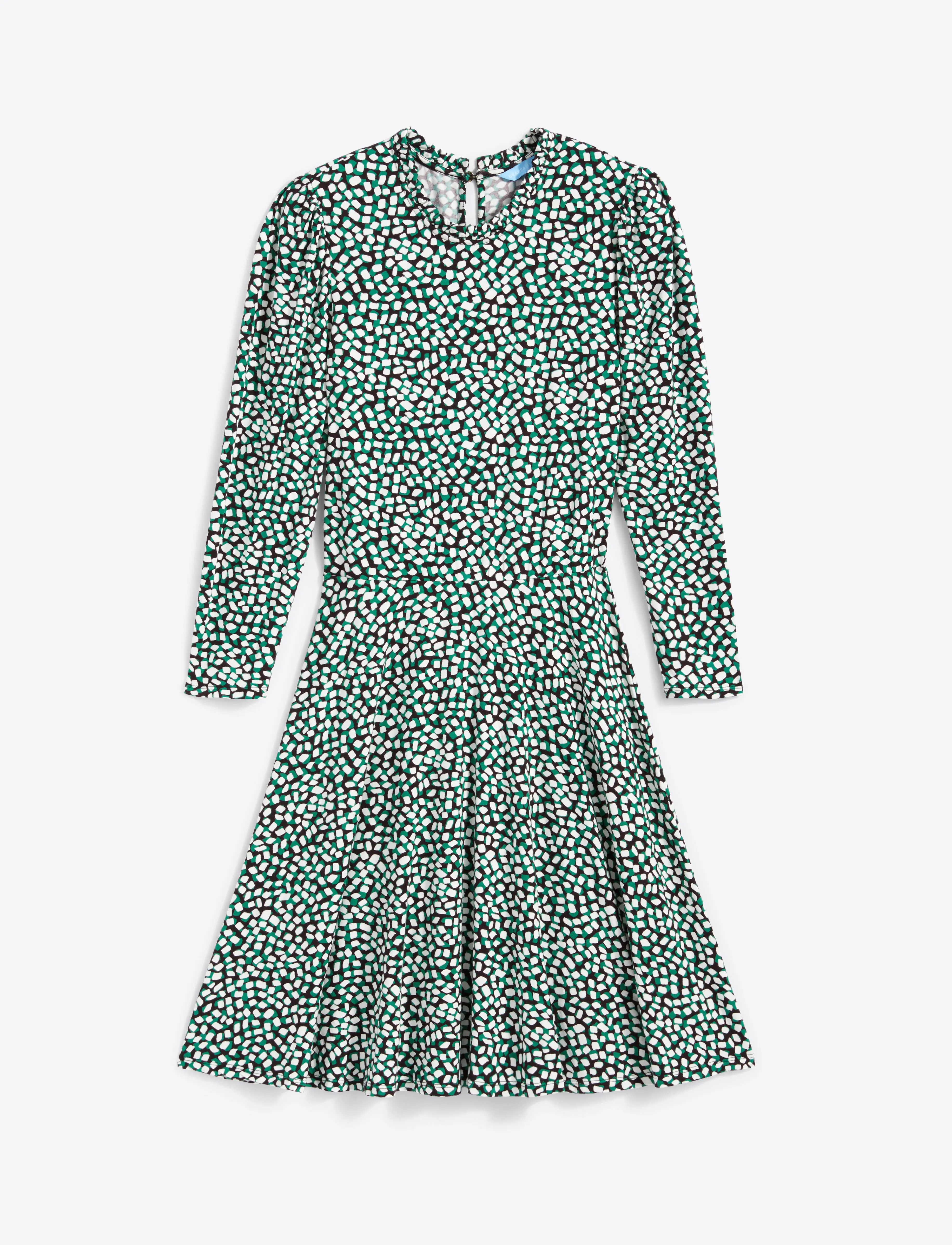 Julia Mini Dress in Green Square Dot