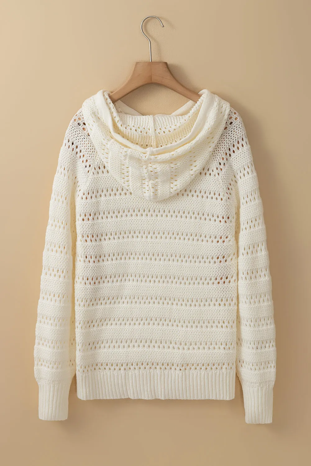 Knit Raglan Sleeve Hooded Sweater