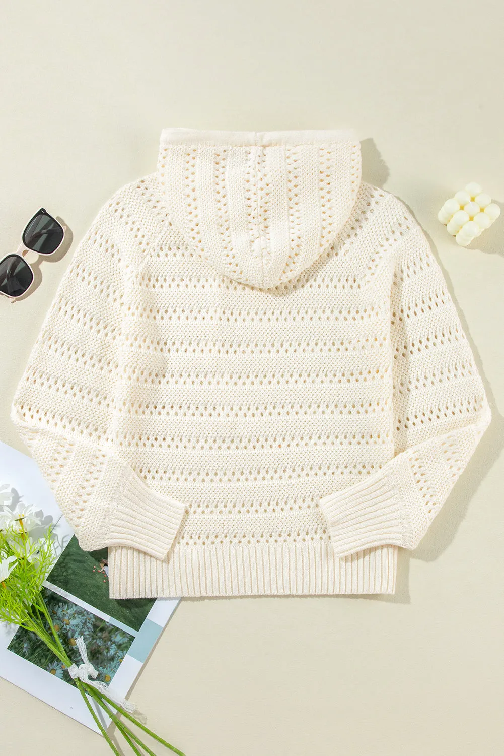 Knit Raglan Sleeve Hooded Sweater