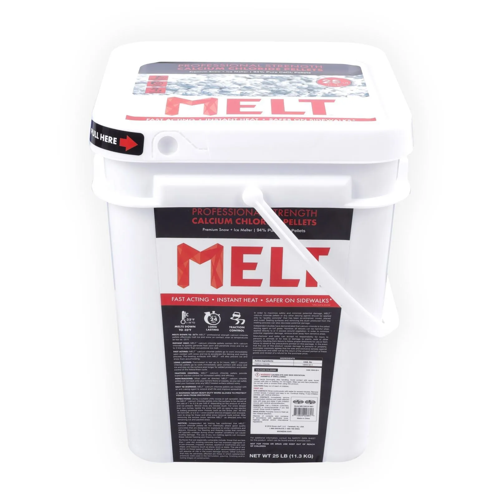 MELT 25 Lb. Bucket Calcium Chloride Pellets Professional Strength Ice Melter