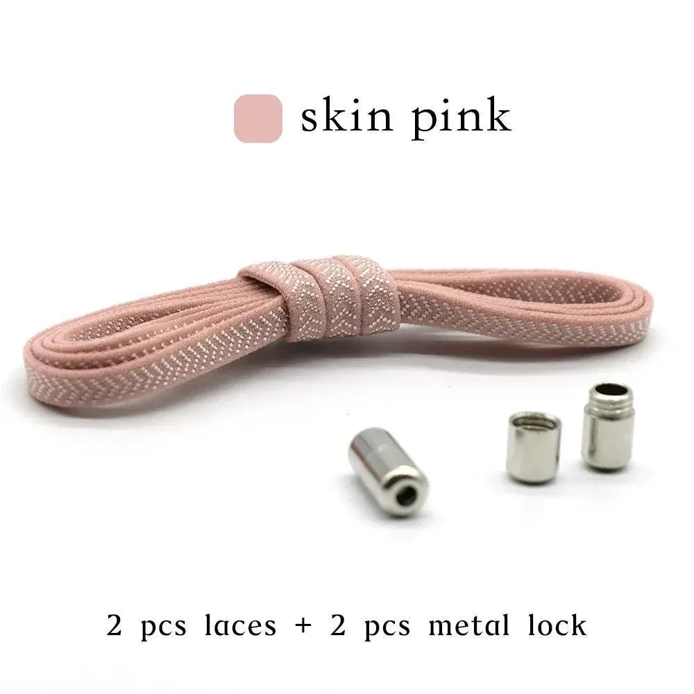 Metal Lock Elastic Shoelaces: Easy No Tie Shoe Strings for Active Style