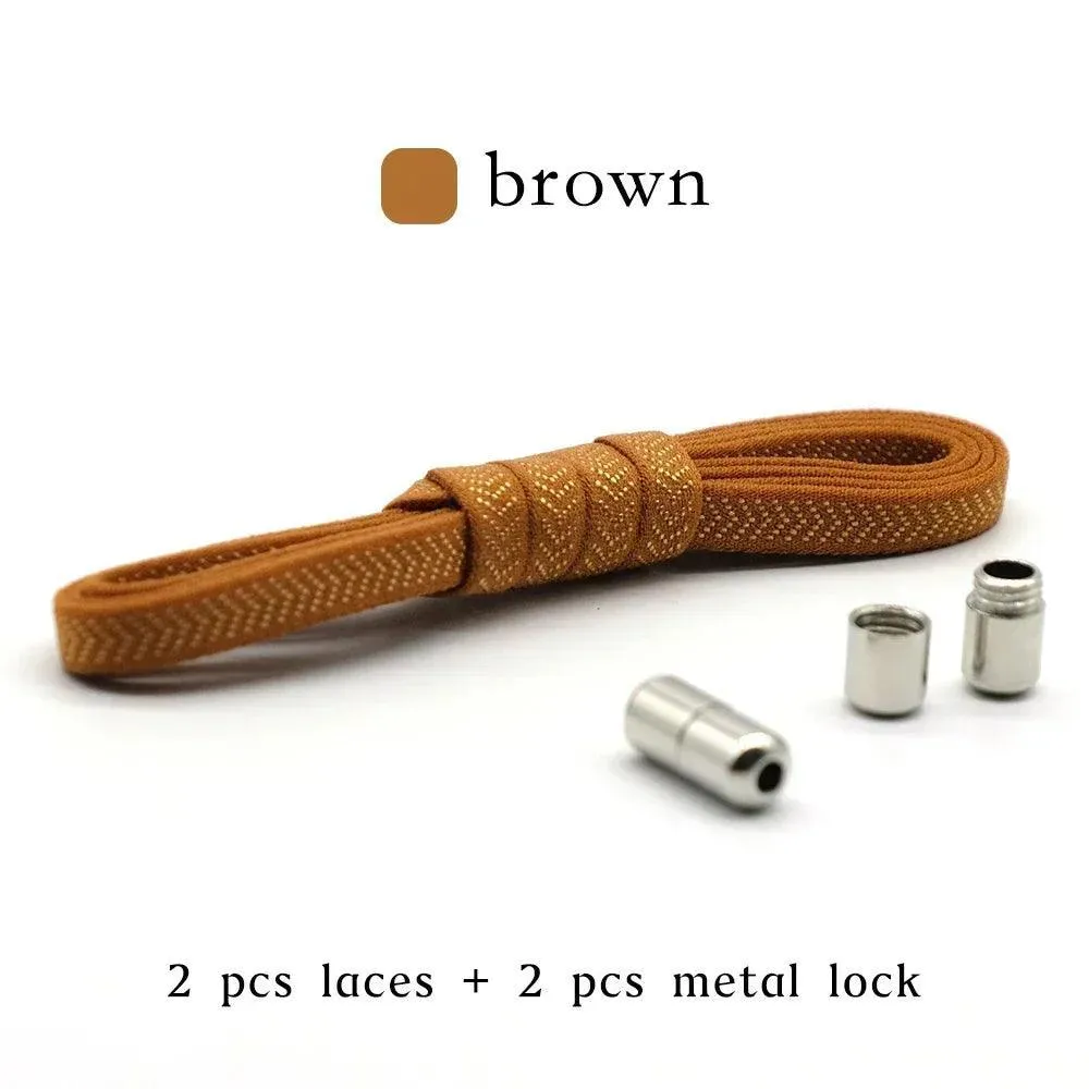 Metal Lock Elastic Shoelaces: Easy No Tie Shoe Strings for Active Style