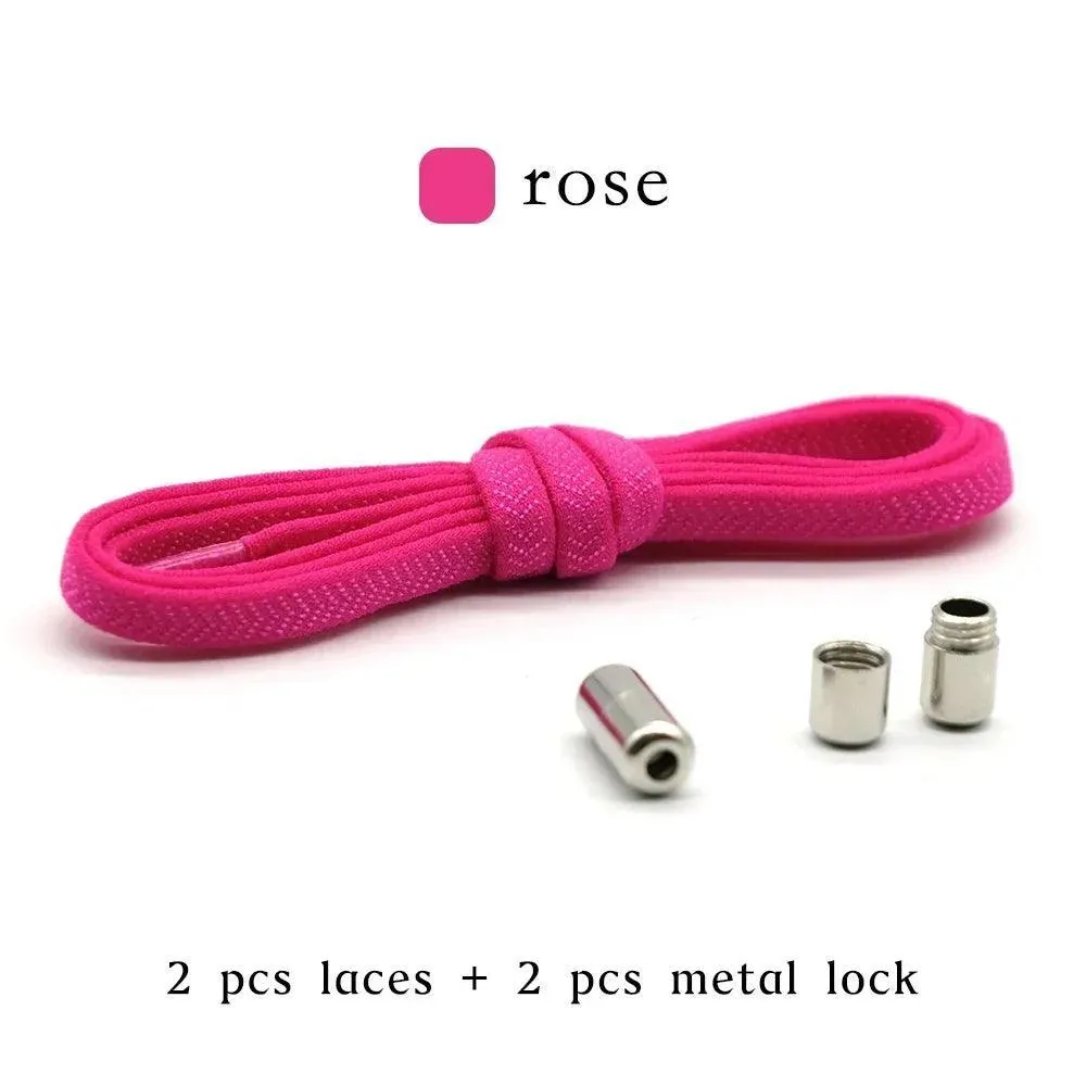 Metal Lock Elastic Shoelaces: Easy No Tie Shoe Strings for Active Style