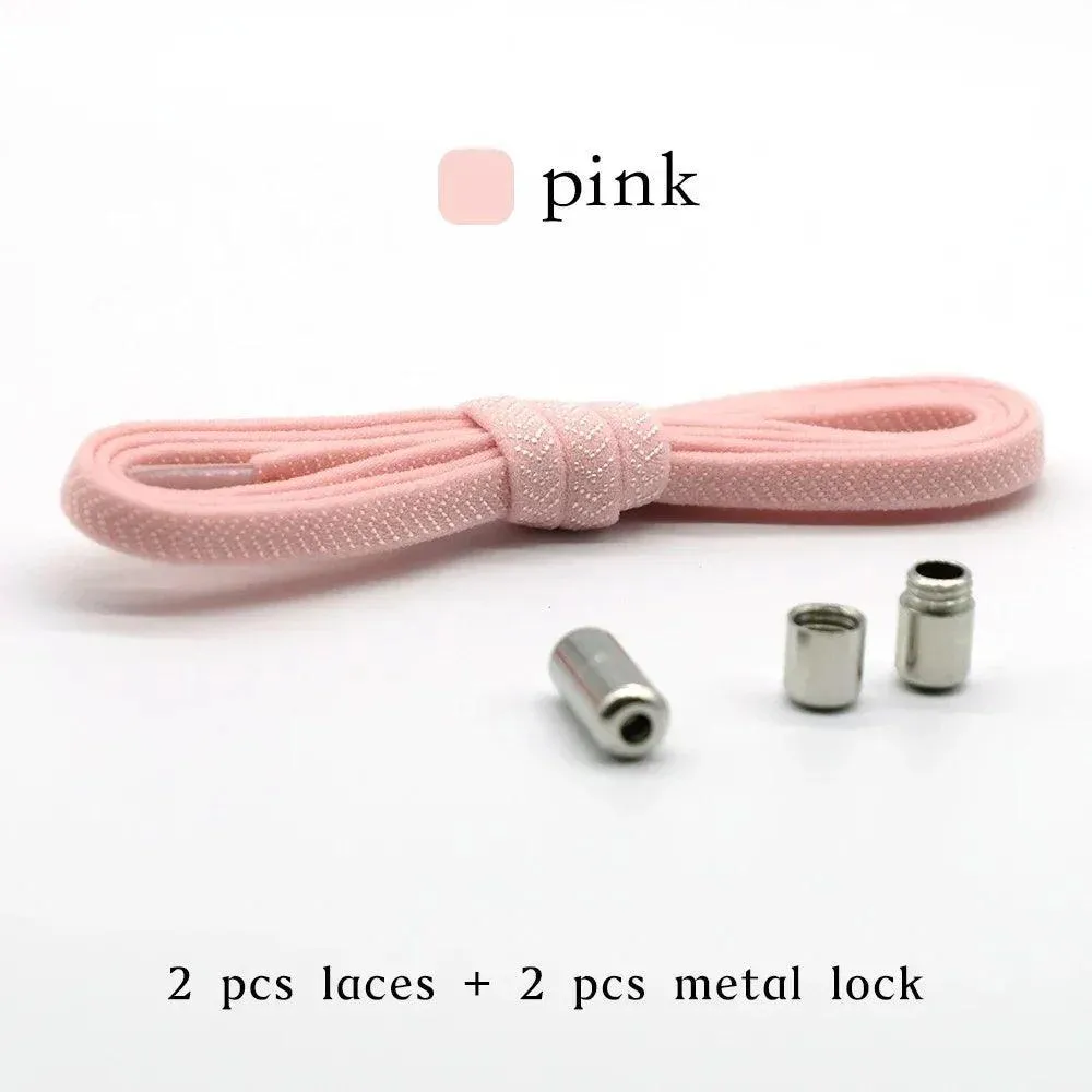 Metal Lock Elastic Shoelaces: Easy No Tie Shoe Strings for Active Style