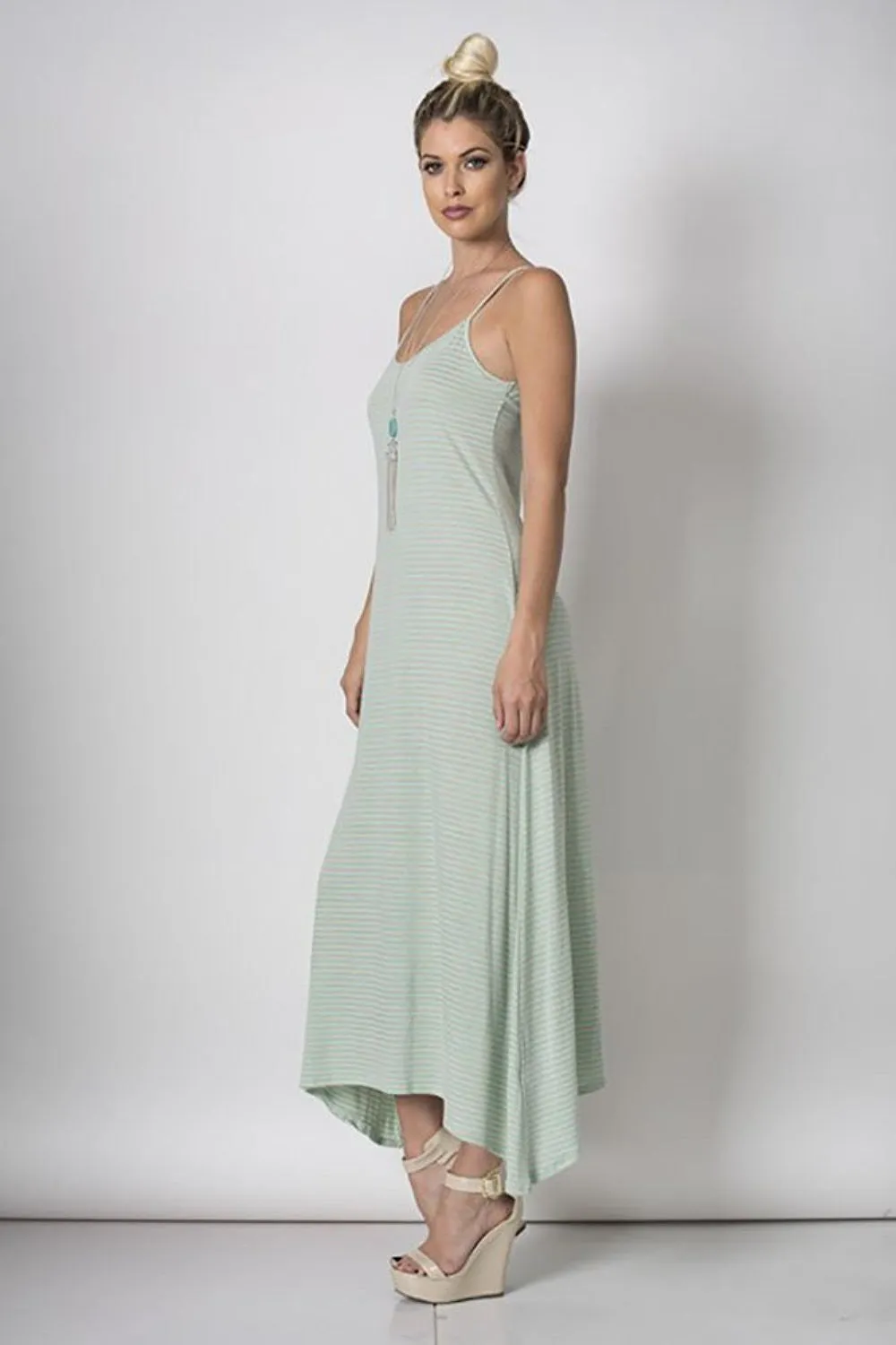 Mint Spaghetti String Cut Out Back Maxi Dress U.S.A