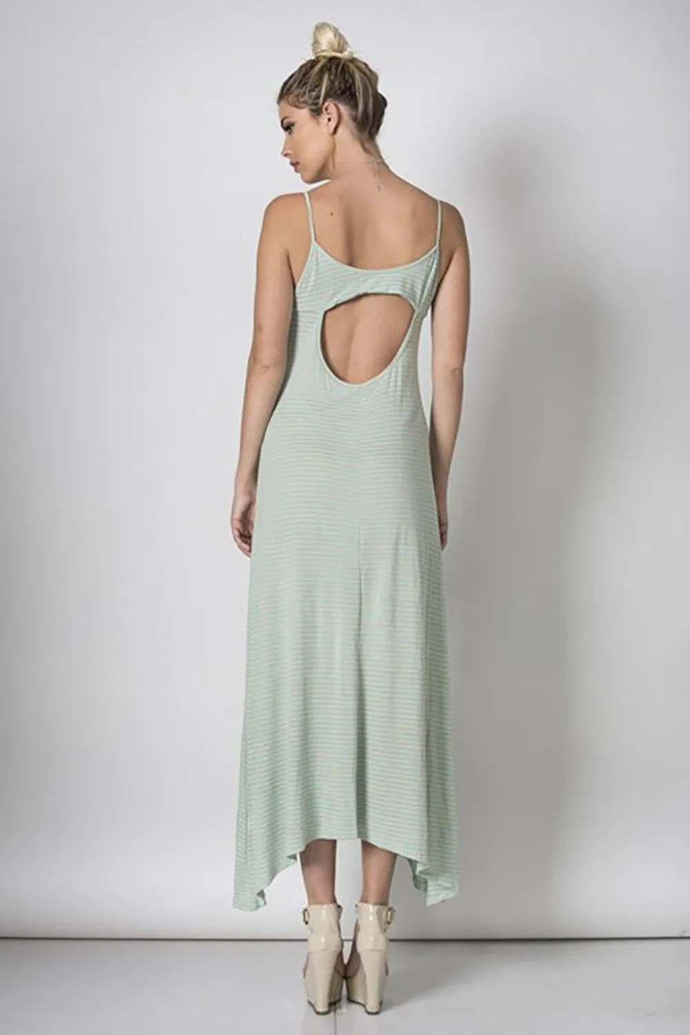 Mint Spaghetti String Cut Out Back Maxi Dress U.S.A