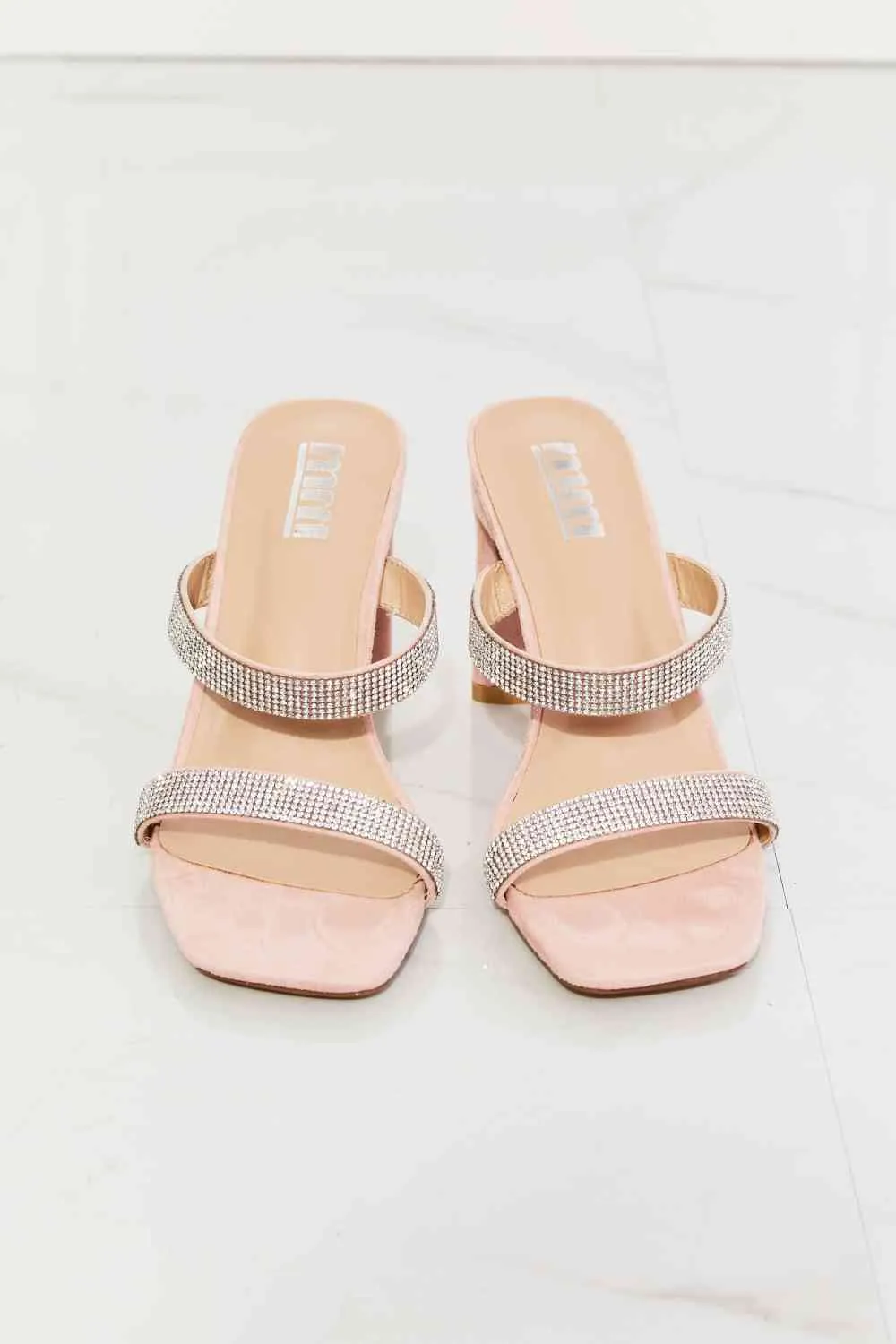 MMShoes Leave A Little Sparkle Rhinestone Block Heel Sandal in Pink