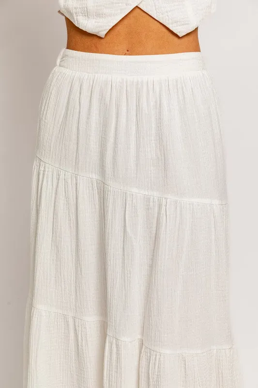 Newport Tiered Cotton Midi Skirt - Large - Final Sale