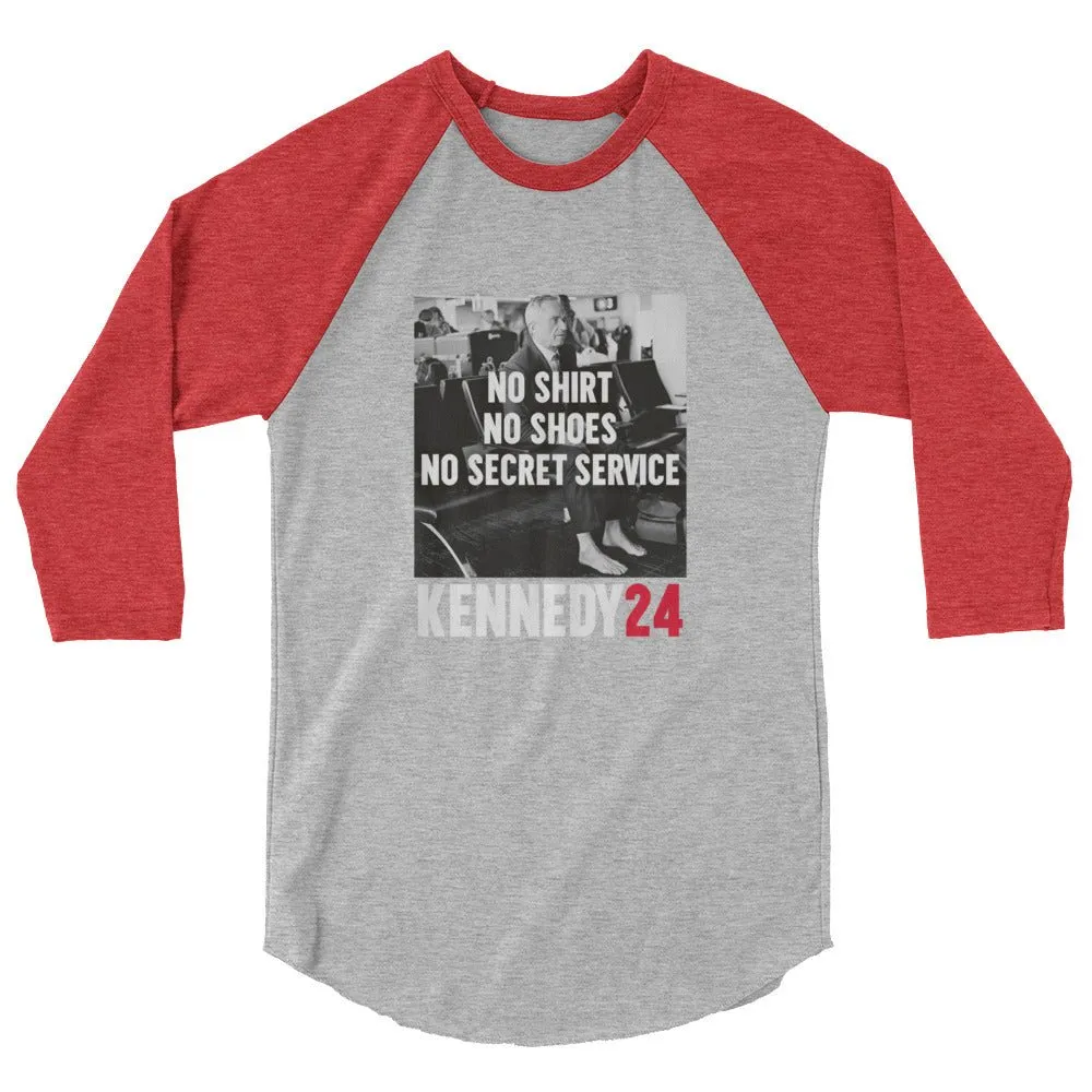 No Shirt, No Shoes, No Secret Service 3/4 Sleeve Raglan Shirt