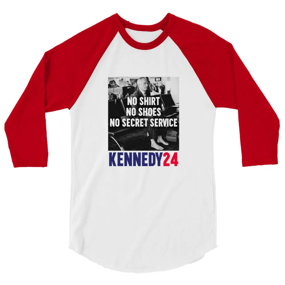 No Shirt, No Shoes, No Secret Service 3/4 Sleeve Raglan Shirt