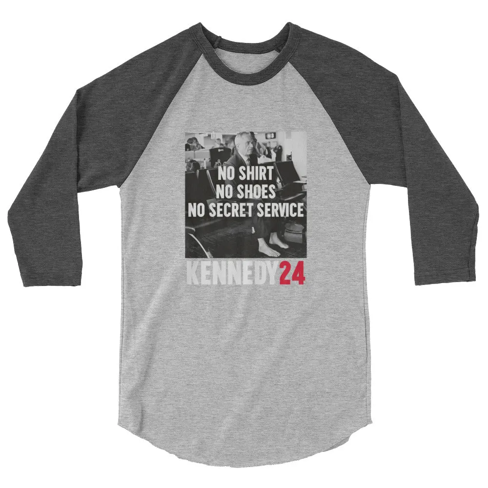 No Shirt, No Shoes, No Secret Service 3/4 Sleeve Raglan Shirt