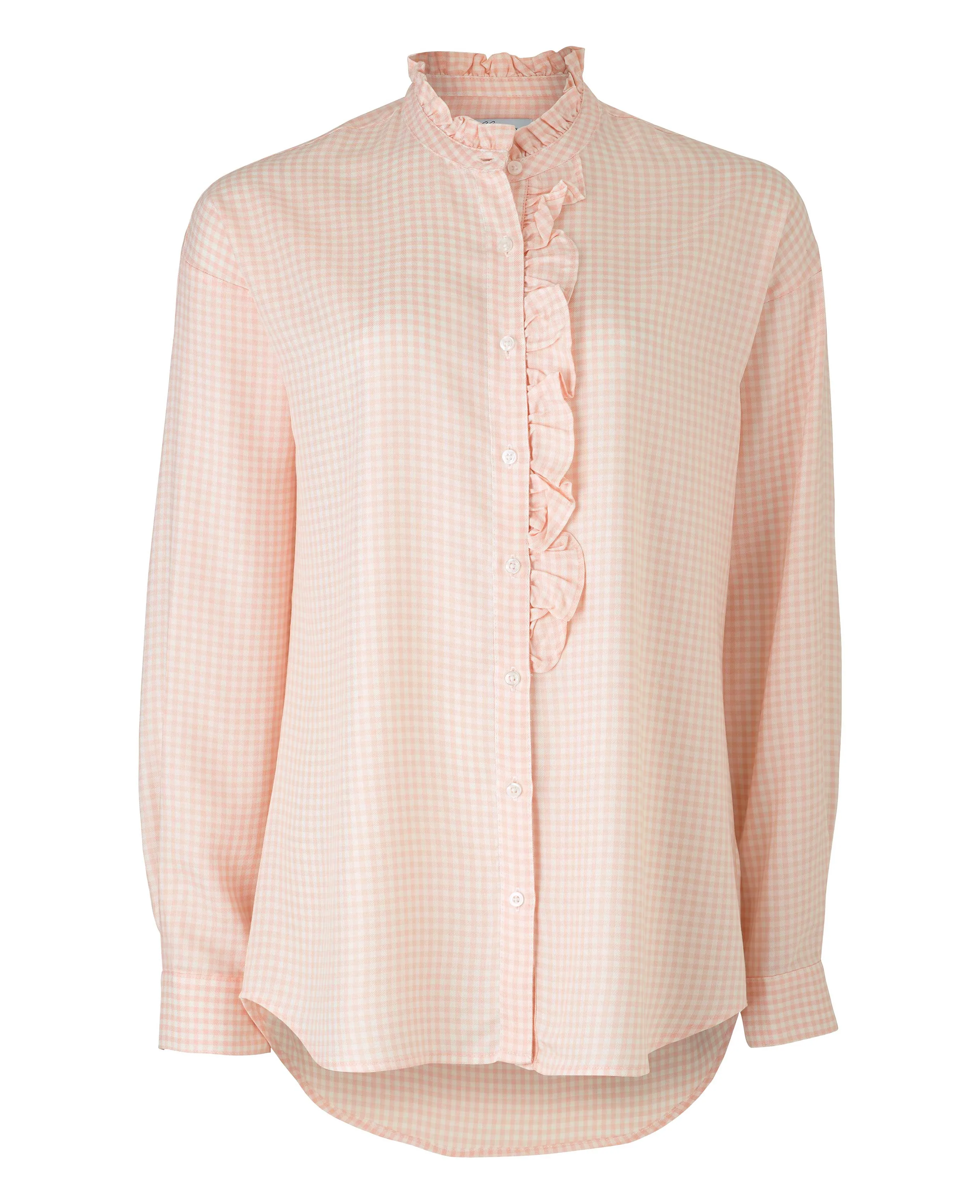 Pink Gingham Check Viscose Women's Shirt